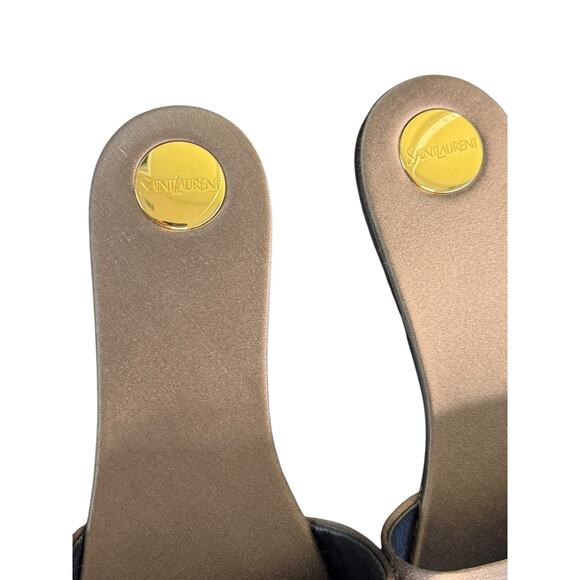 Saint Laurent NIB Carlyle Satin Flat Slide Sandals in Roast Brown Size 41 - Picture 7 of 13